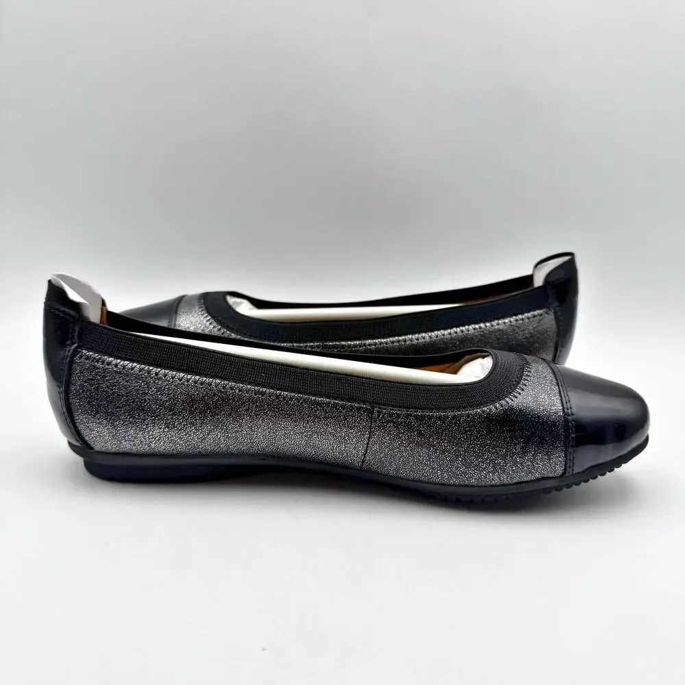 Josef Seibel Women Pippa 07 Ballet Flats EU 36 US 5-5.5 Black Silver Leather NIB